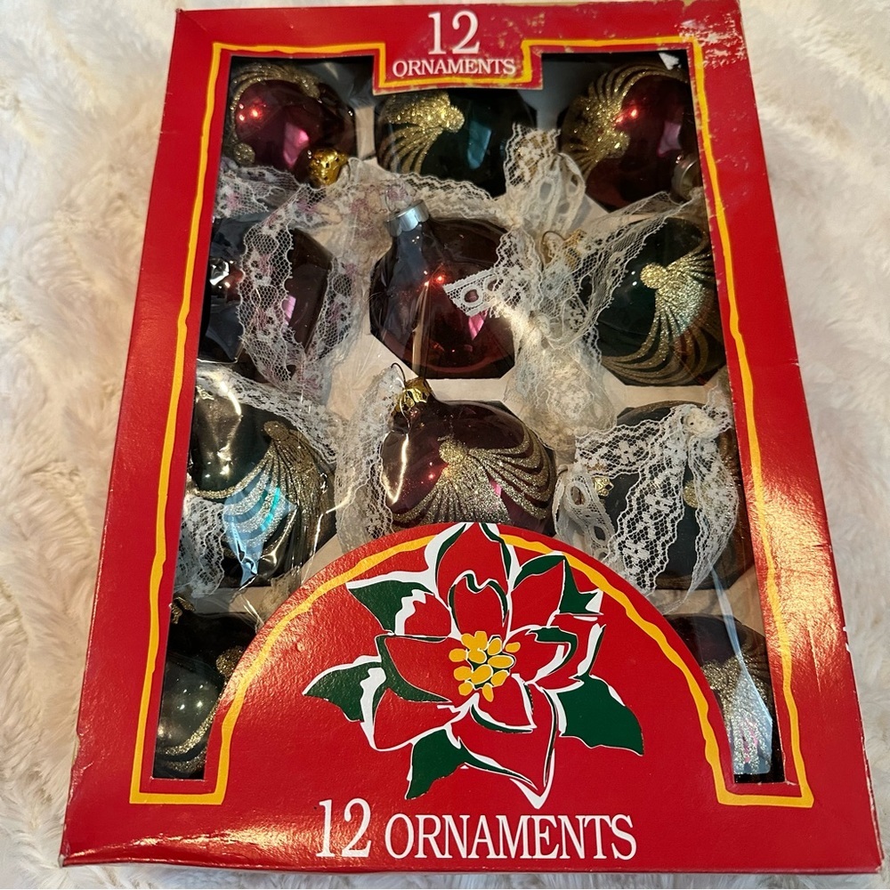 Vintage Rauch Red Glass Ball Christmas Ornaments Box Of 18 - Picture 11 of 15